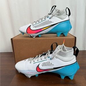 Nike Vapor Edge Pro 360 2 White UNC Blue Football Cleats Men's Size 9